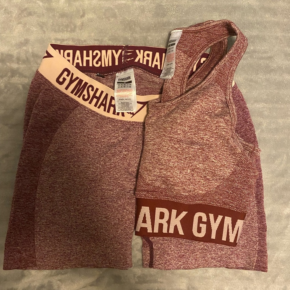 Gymshark flex bra and shorts (burgundy Marl)medium